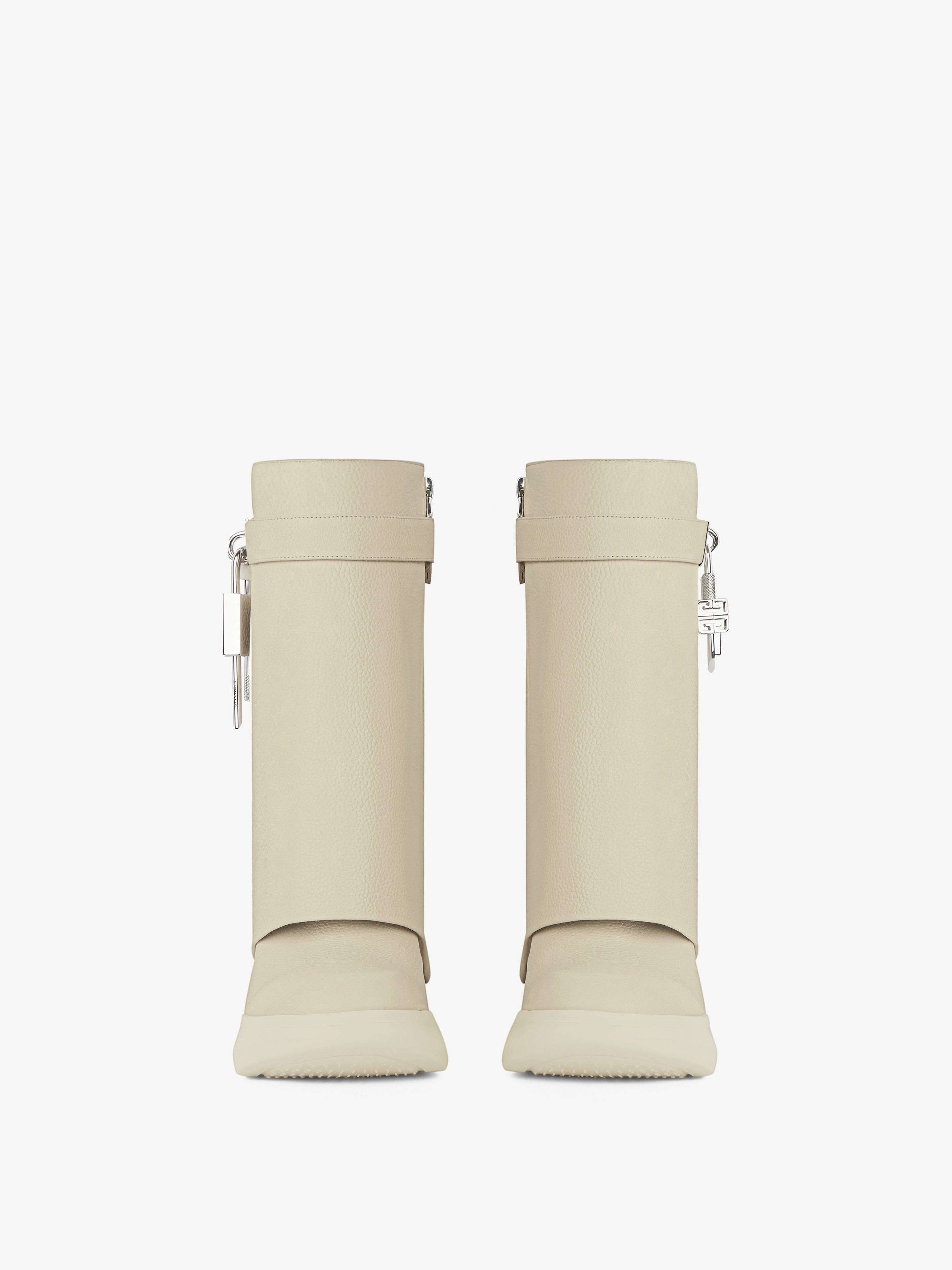 Shark Lock Biker ankle boots in grained leather